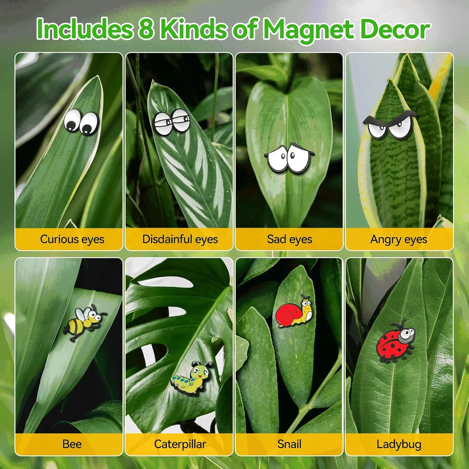 Plant Magnets Eyes for Potted Plants 8 PCS Cute Magnetic Plant Eyes with Cartoon