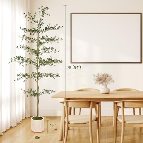 FEELEAD Faux Black Olive Tree 7ft with Natural Branches and Realistic Leave |…
