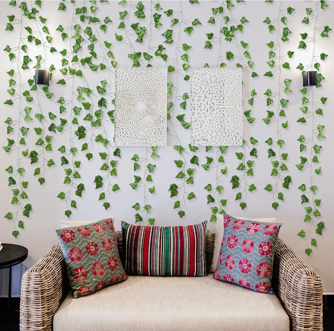 12 Pcs Fake Ivy Vine Leaf Plants Hanging Garland Plants Home Decoration Gift