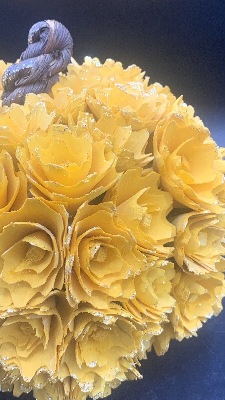 New Shaved Wood Floral Pumpkin Orange Flowers Thanksgiving Bouquet Decor Carved