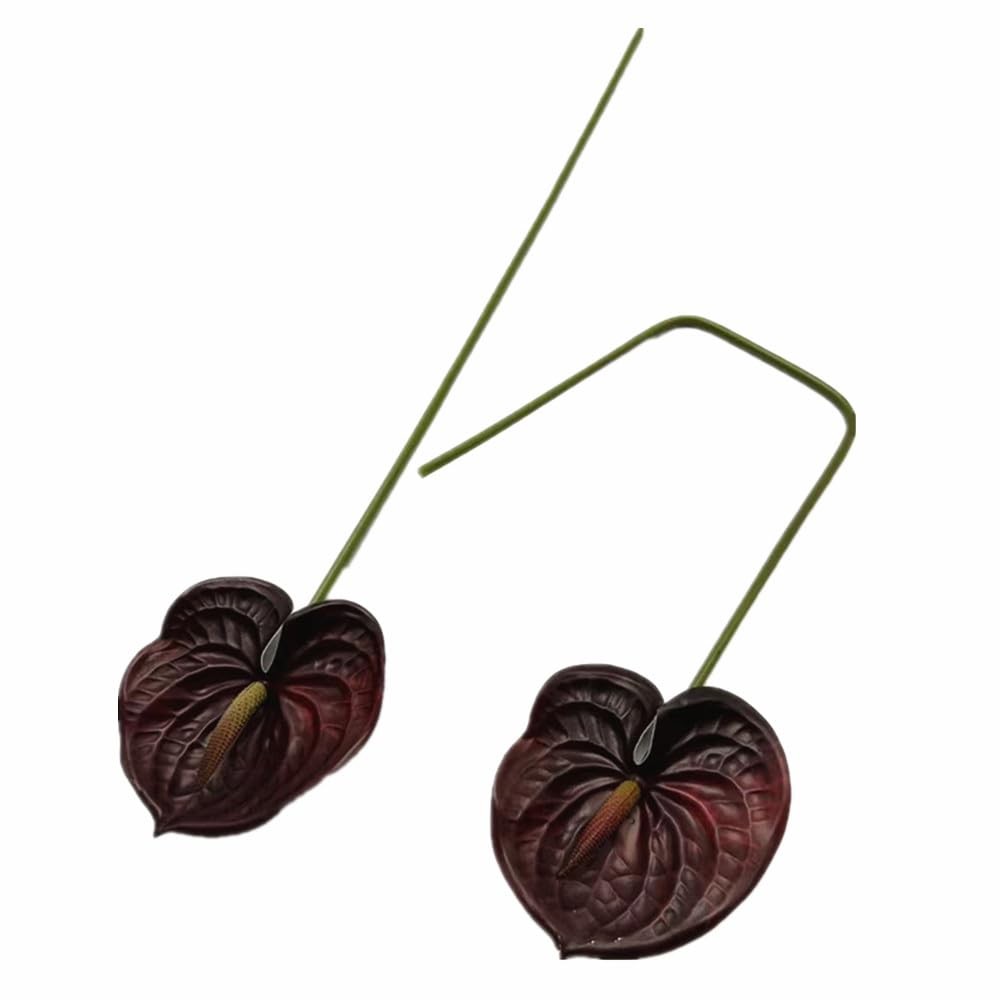 Artificial Anthurium Flowers 5.5 Inch Head Bridal Wedding Burgundy 8 PCS