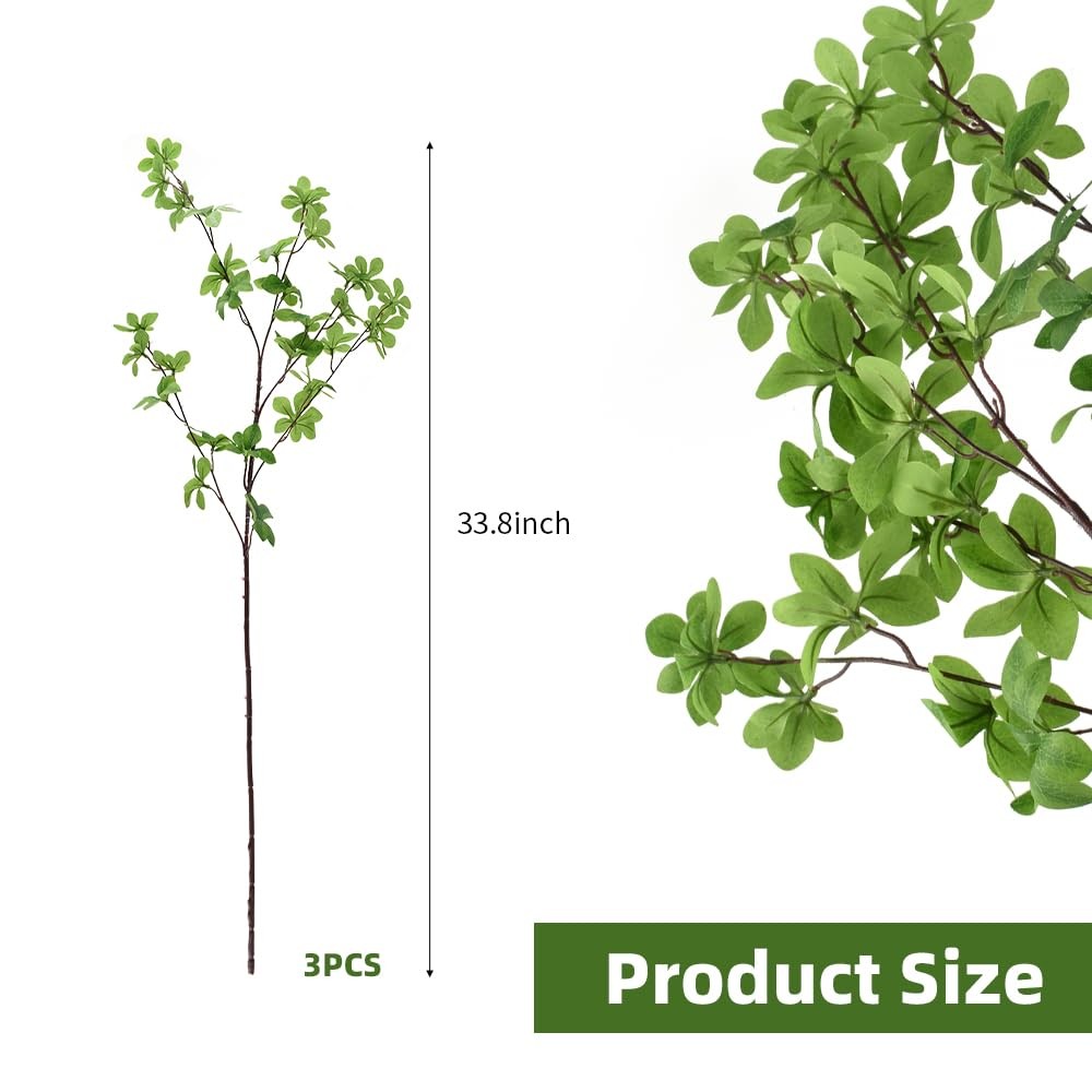 Artificial Greenery Stems, 3 Pcs Fake Green Plants Branches Faux Greenery for…