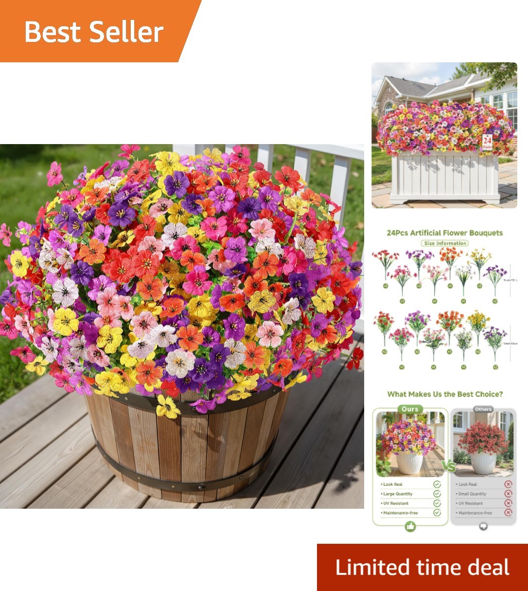Colorful UV Resistant Daisy Plants – 24 Bundles for Indoor and Outdoor Decor