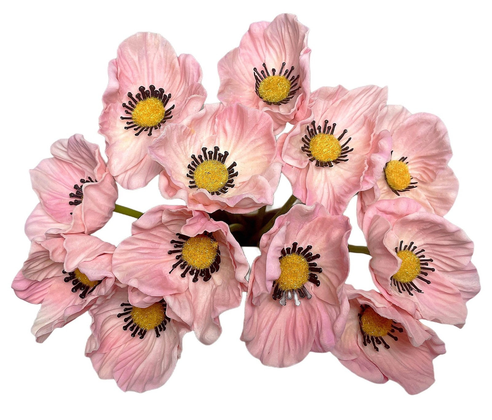 12 Stems Artificial Poppies Real Touch PU Fake Latex Flowers for Wedding Holi…