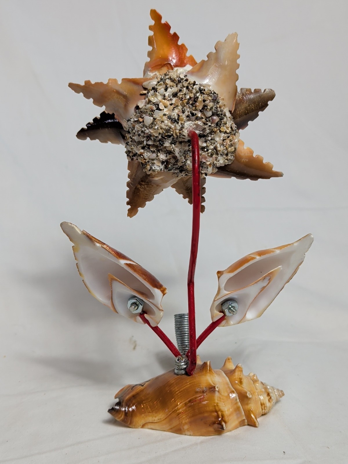 Vintage Seashell Shell Art Flower Veracruz, MX Souvenir Pencil Holder MCM 1950s