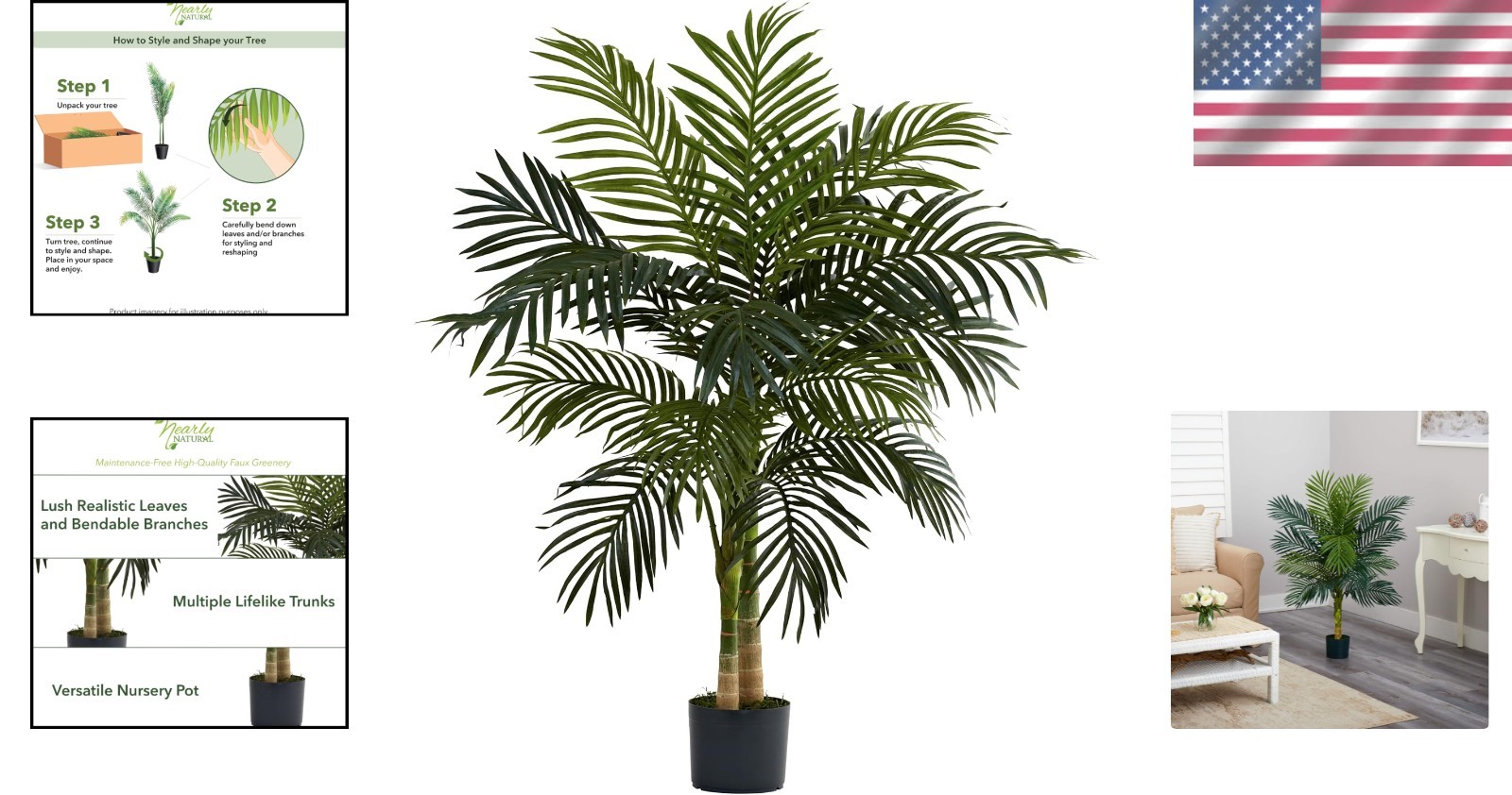Portable 4ft Golden Cane Palm Tree – Ideal Decorative Accent for Home and Office