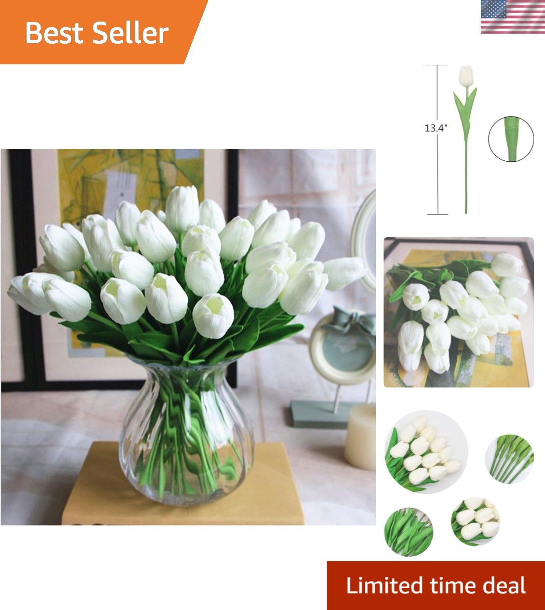 Versatile 10-Count PU Tulips – Artificial Flowers for Timeless Weddings & Decor