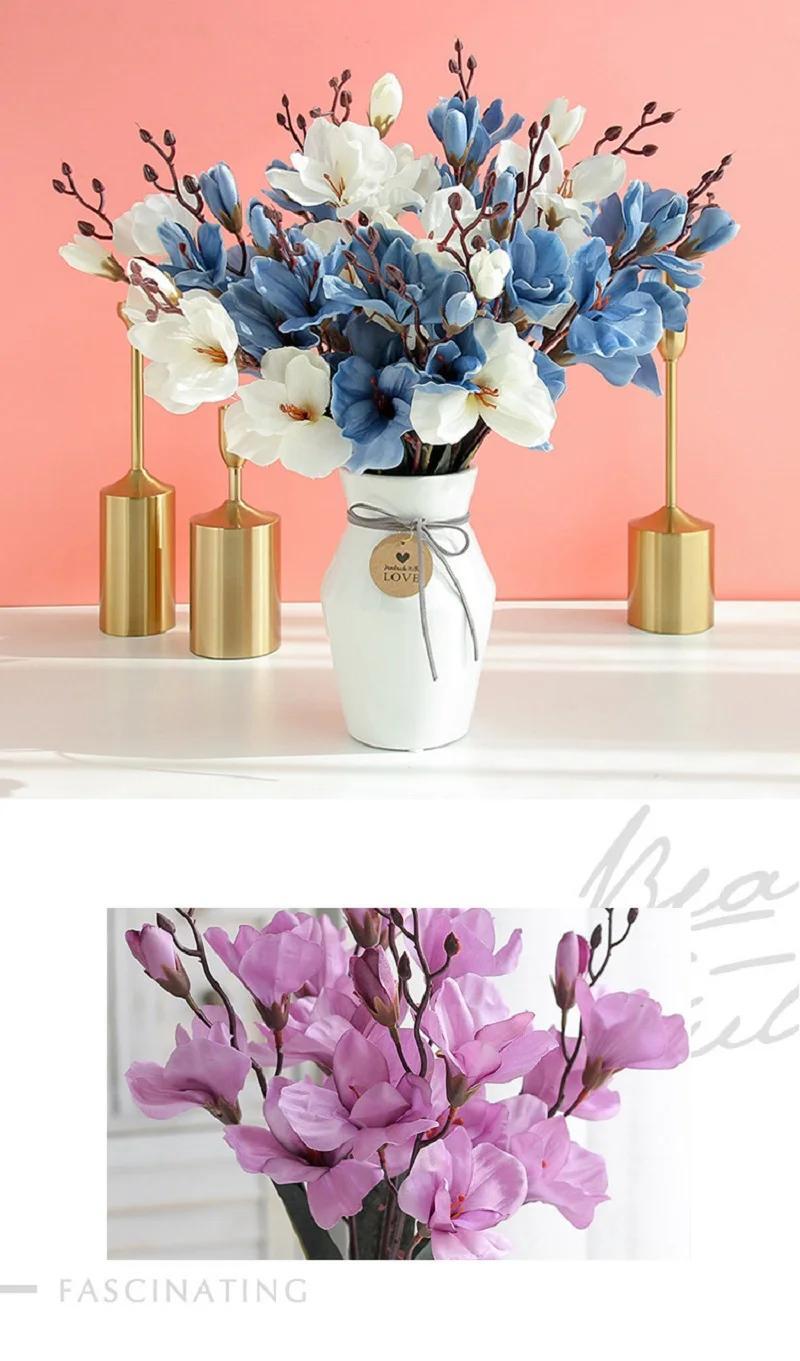High Quality 5 Forks 20 Head Artificial Magnolia Flower for Home Living Room Tab