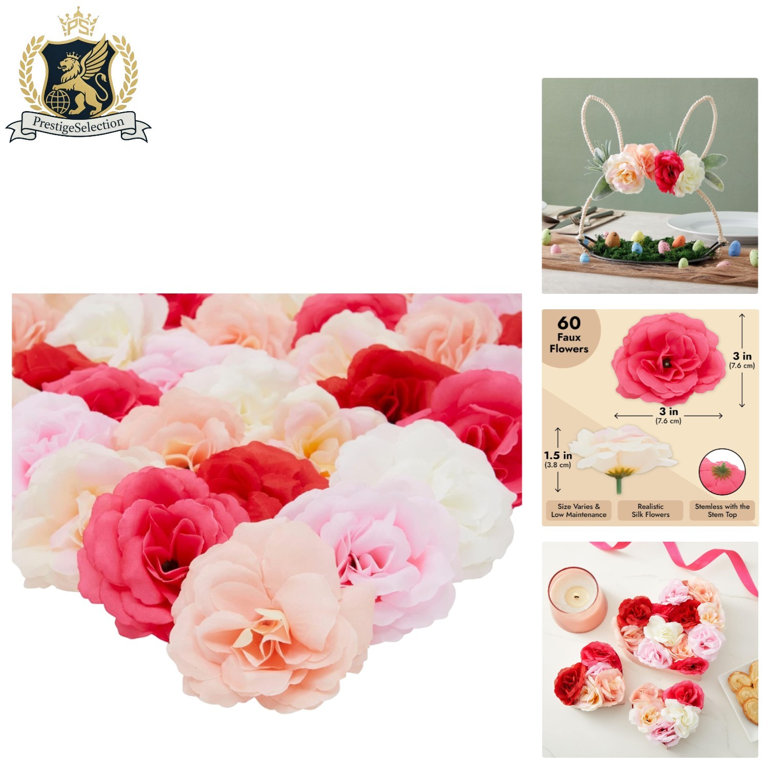 Elegant 60-Piece Silk Flower Set: Mini Heads, 6 Colors – Perfect for All Seasons