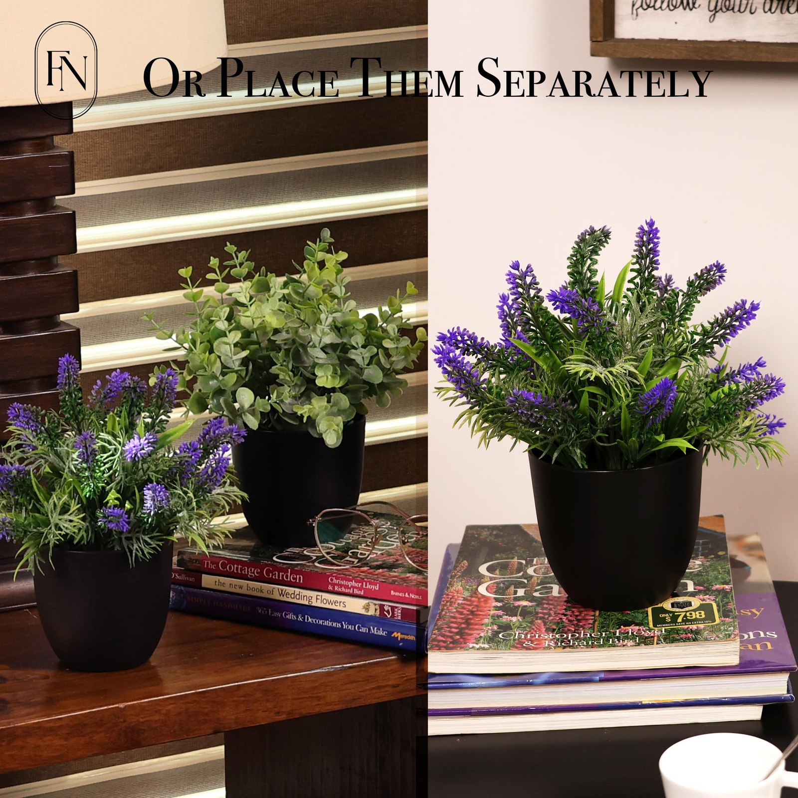 3 PACK 10″ H Artificial Plant Greenery Pot (9″ W Potted Greenery: Fake Faux L…