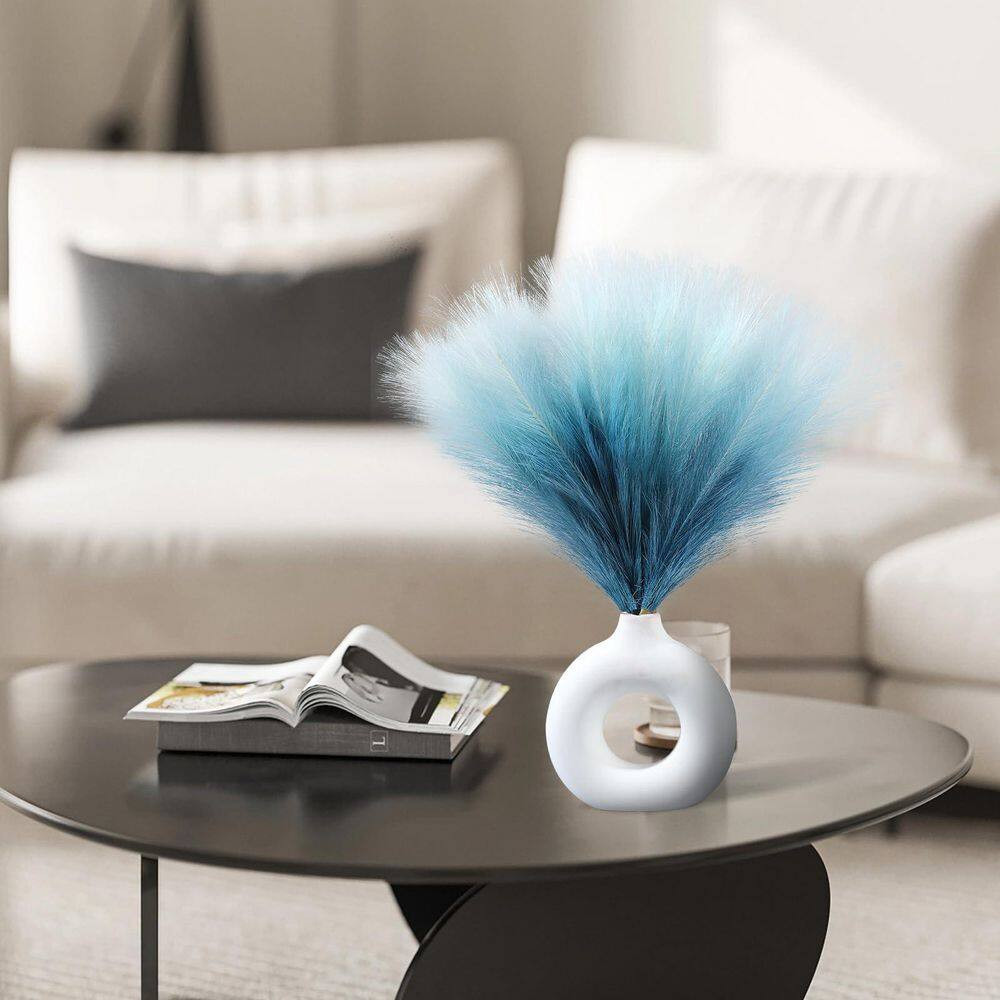 0.39 in Gradient Blue Artificial Plant 17.7 In. Faux Pampas Grass Short Decor 6P