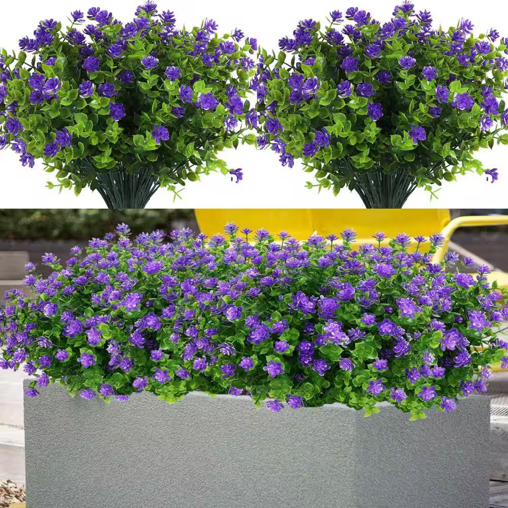 14.5 In. Purple Outdoor Artificial Eucalyptus Flower, 12-Bundles Uv-Resistant Ar