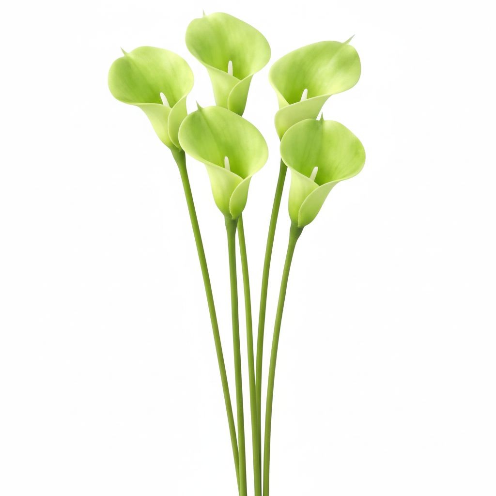 Artificial Green Calla Lily Stems Set Of 5 Real Touch Faux Flowers 15 Inch Weddi