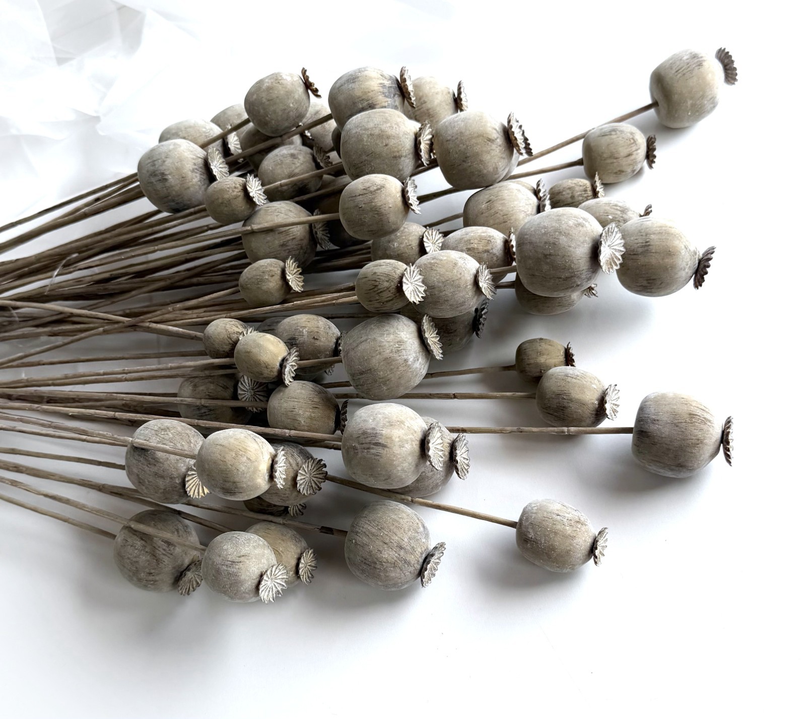 Dried Look Floral Stem Artificial Poppy Faux Stem Faux Flowers Brown