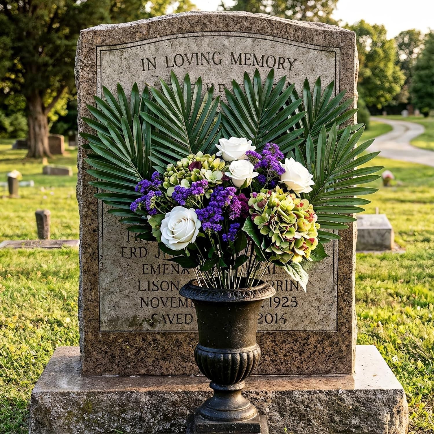Versatile 48 PCS Faux Palm Leaves for DIY Grave Arrangements and Celebrations
