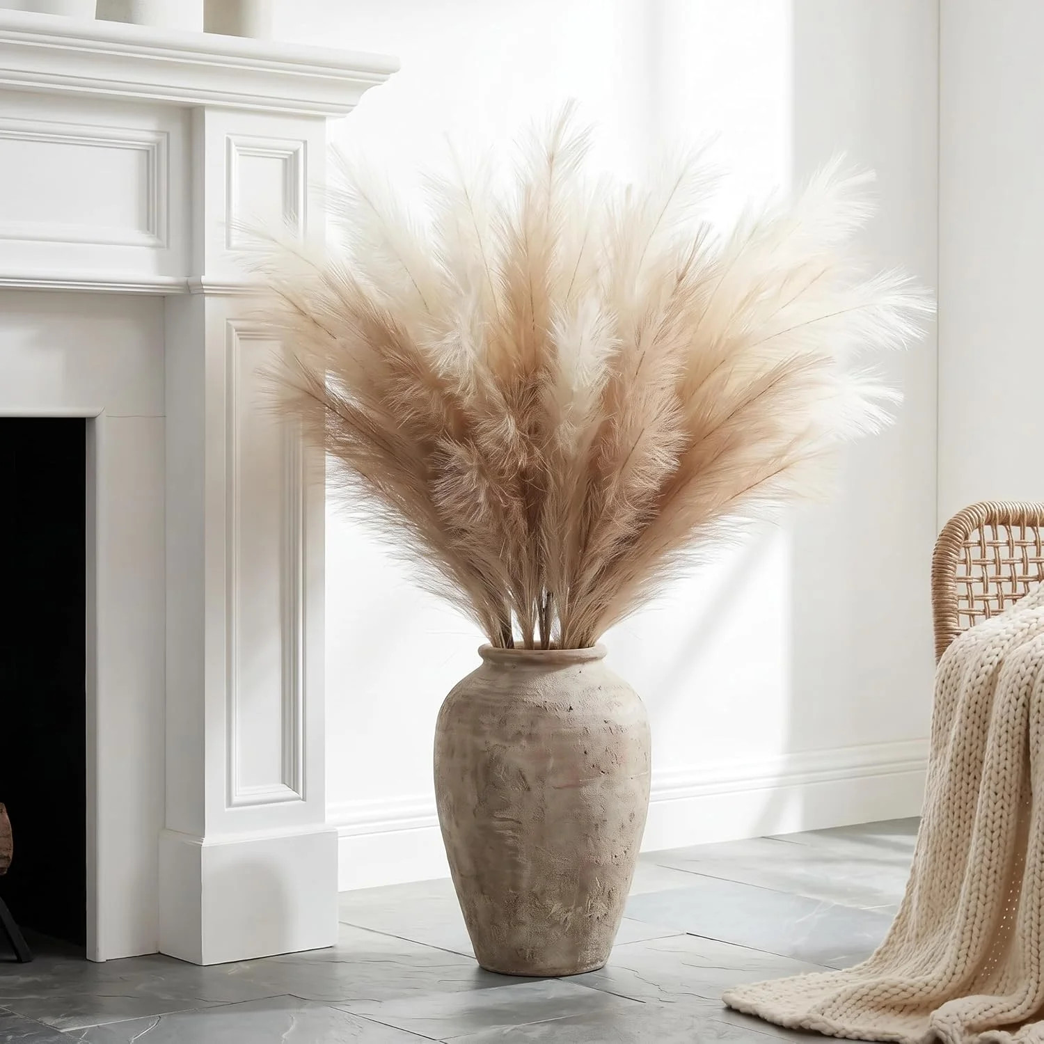 PERFNIQUE Faux Pampas Grass, 9PCS Pompas, Large Pompas Grass, 38” Tall Pampas G