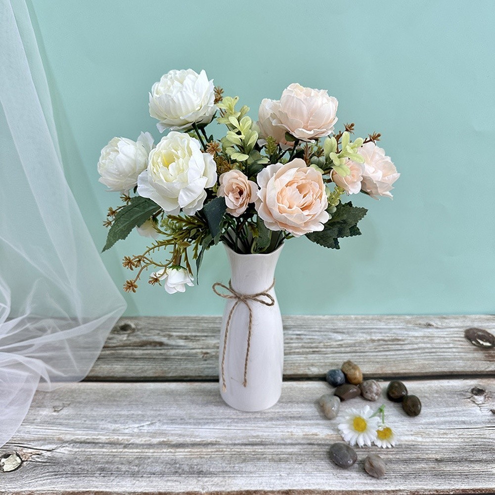 Photography Prop Flowers Silk Peony Flowers Flexible Wire Construction