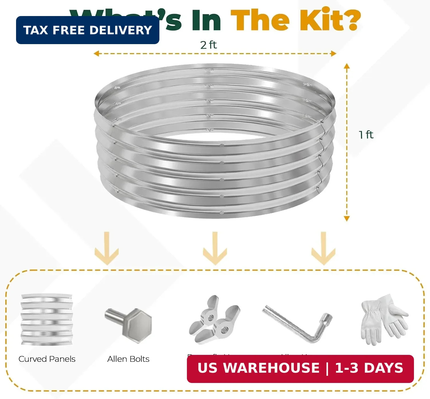 Utopia Home Galvanized Raised Garden Bed Kit 2x2x1 Ft, Planter Box Round Raised