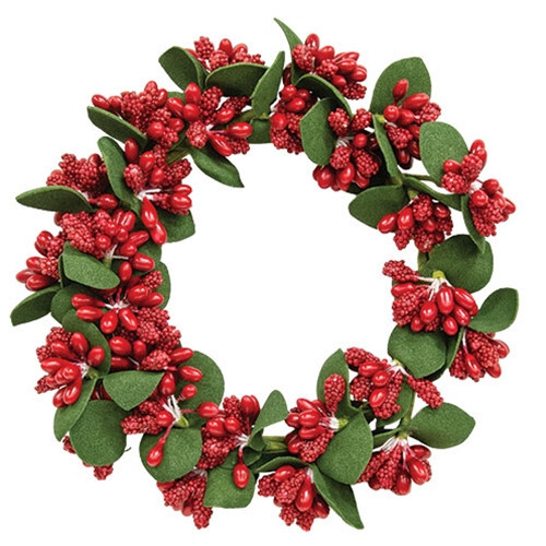 Red Pip & Millet Berry Candle Ring / Wreath 3.5″ Inner Diameter Christmas Winter