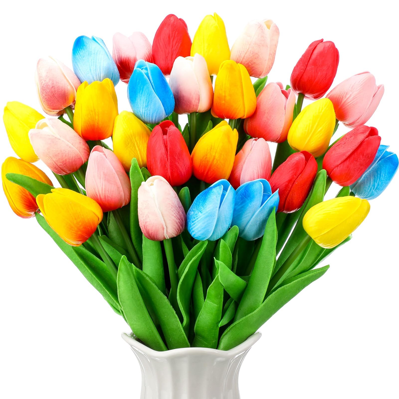 30 PCS Artificial Tulips Bouquet Faux Flowers Home Wedding Easter Gift Decor