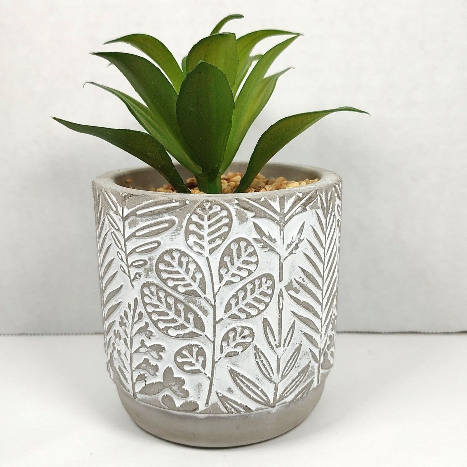 Old East Main Co Neutral Tranquility Artificial Succulent Potted Plant Pebbles