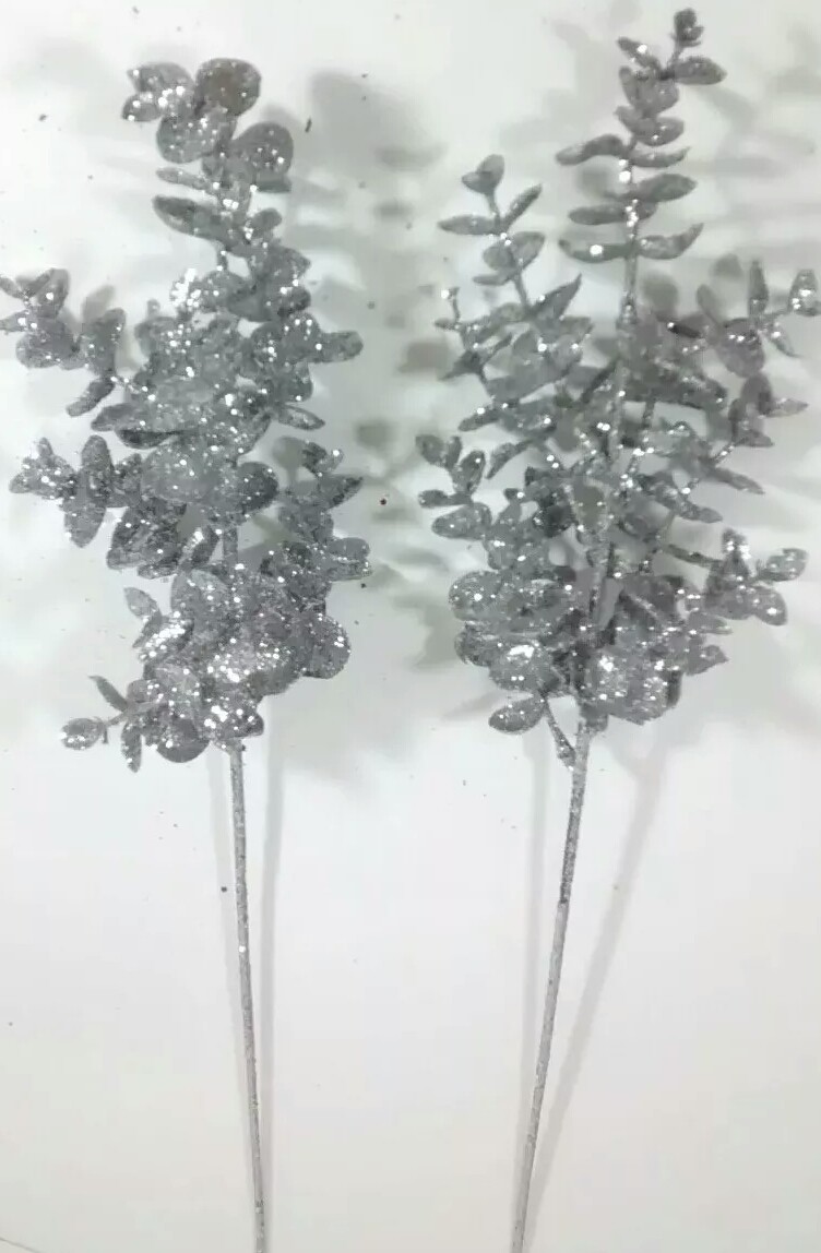 Set Of 6 Mixed Metallic Glitter Red & Silver Berry Sprays Floral Decoration