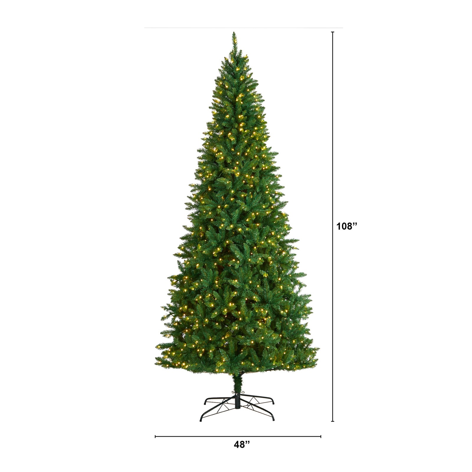 9ft Green Valley Fir Christmas Faux Tree with 800 Clear LED Lights Prelit
