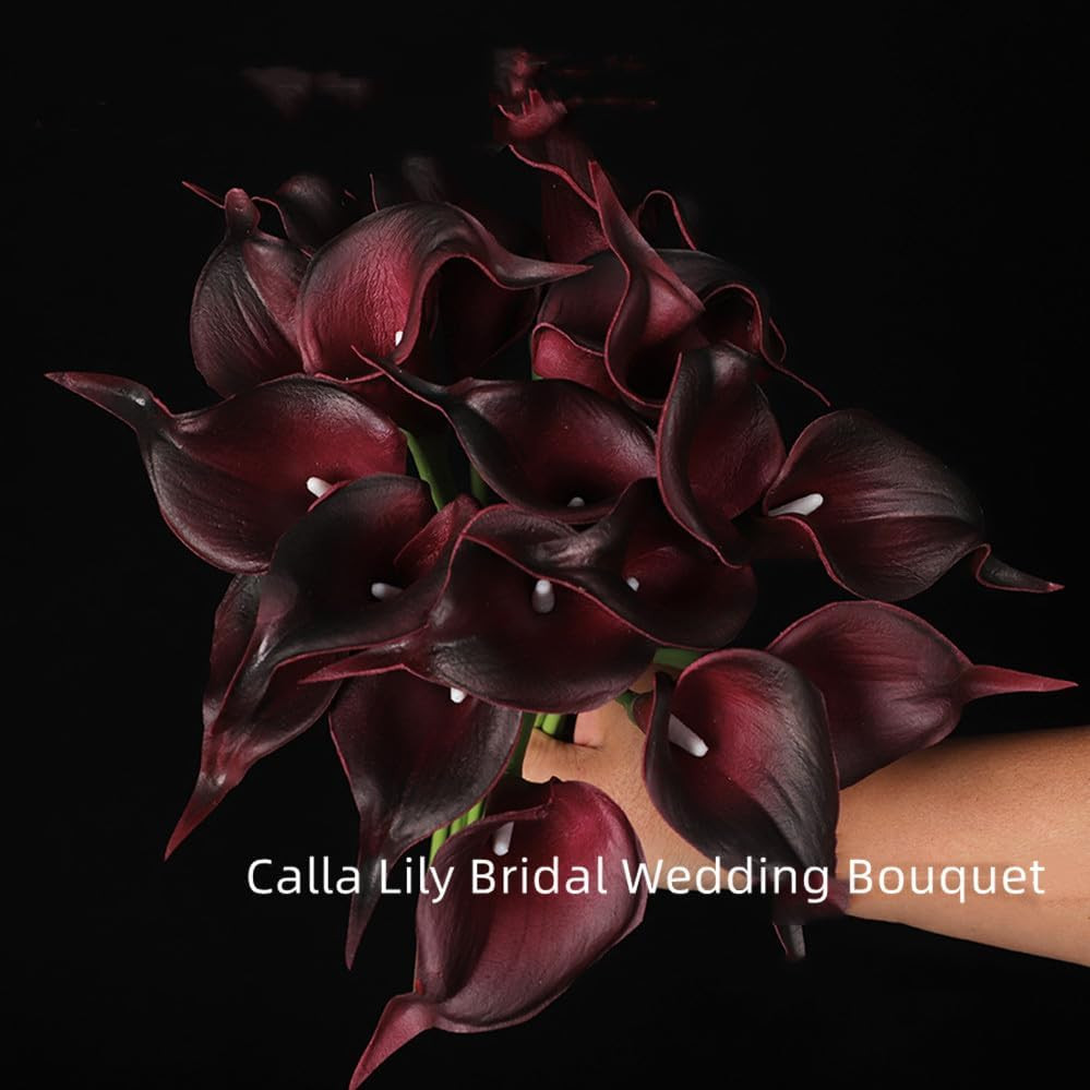 12Pcs Purple Artificial Calla Lily Flowers,13″ Single Heads PU Real Touch | Smal