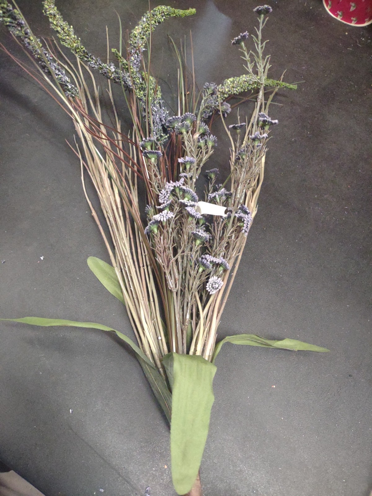 Vintage 22″ Plastic/Silk Bush, Swamp Lily Grass Plant Arrangement, Country Blue