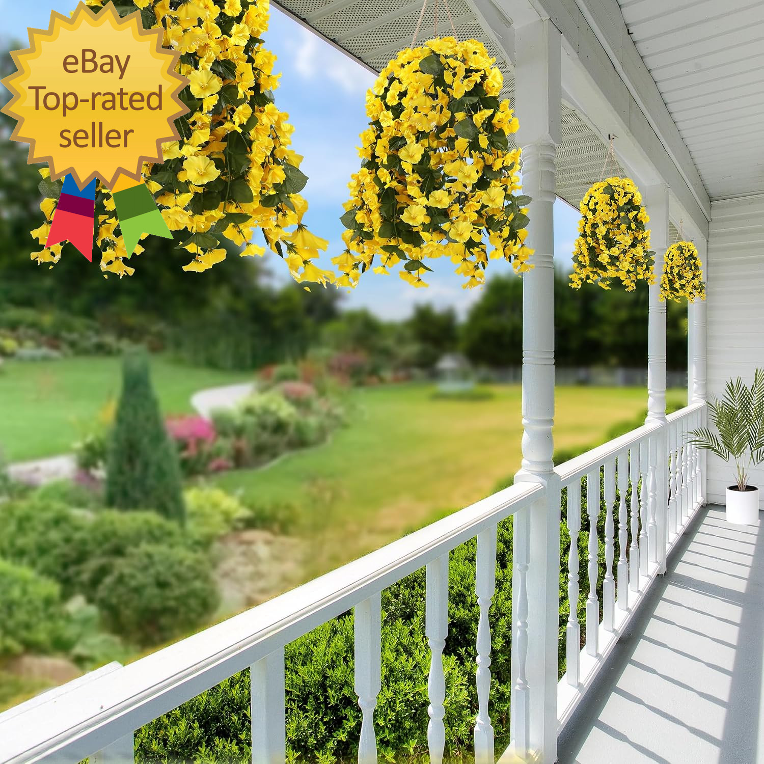Artificial Fake Hanging Flowers Plants for Outdoor outside Spring Summer