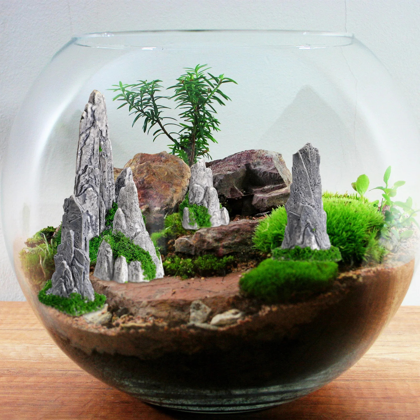 8Pcs Artificial Rockery Ornament Bonsai Micro Landscape Rockery Statue Deco Mini