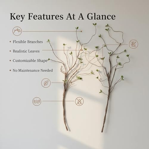 CEGIKMOQ 2 pcs 57 inch Bendable Artificial Branches with Green Leaves Vines F…