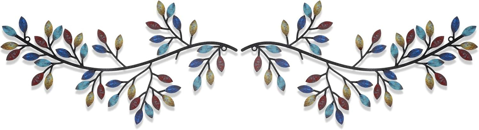 2 Pieces Metal Tree Leaf Wall Decor Vine Olive Branch Leaf Wall Art Wrought Iron