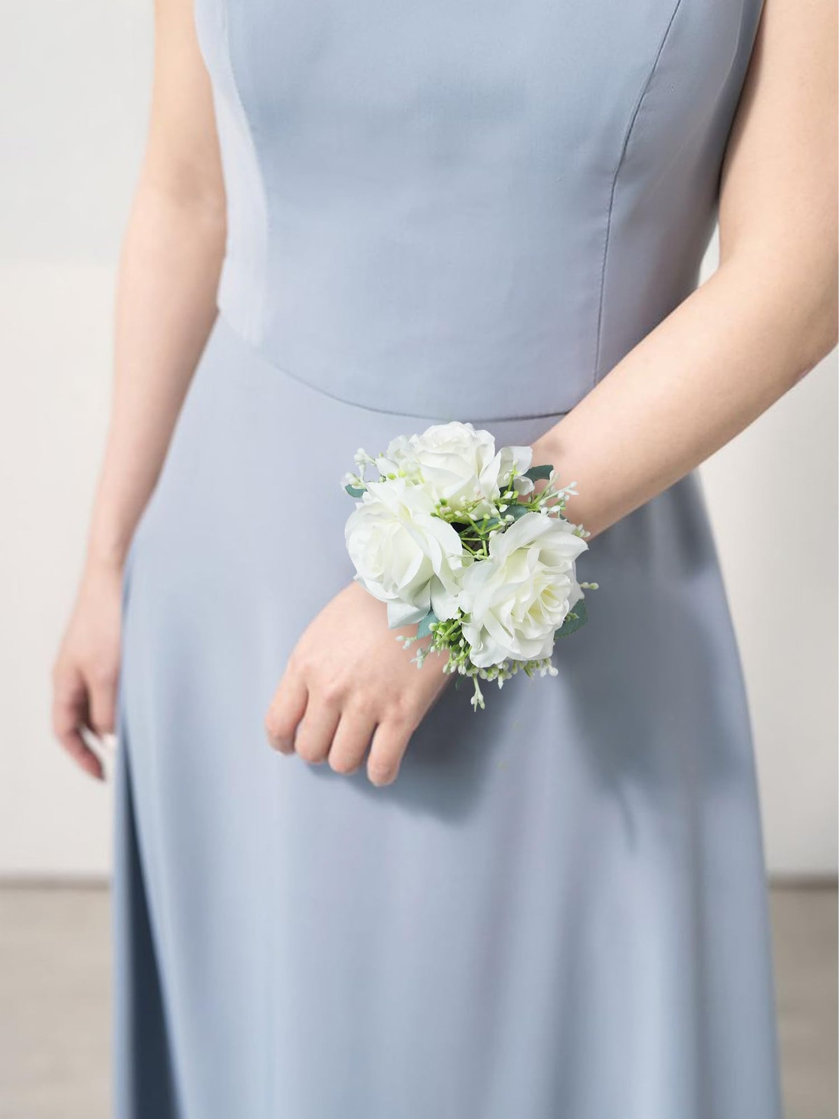 2 PCS White Rose Wrist Corsage For Wedding Prom Homecoming Bridal Flower