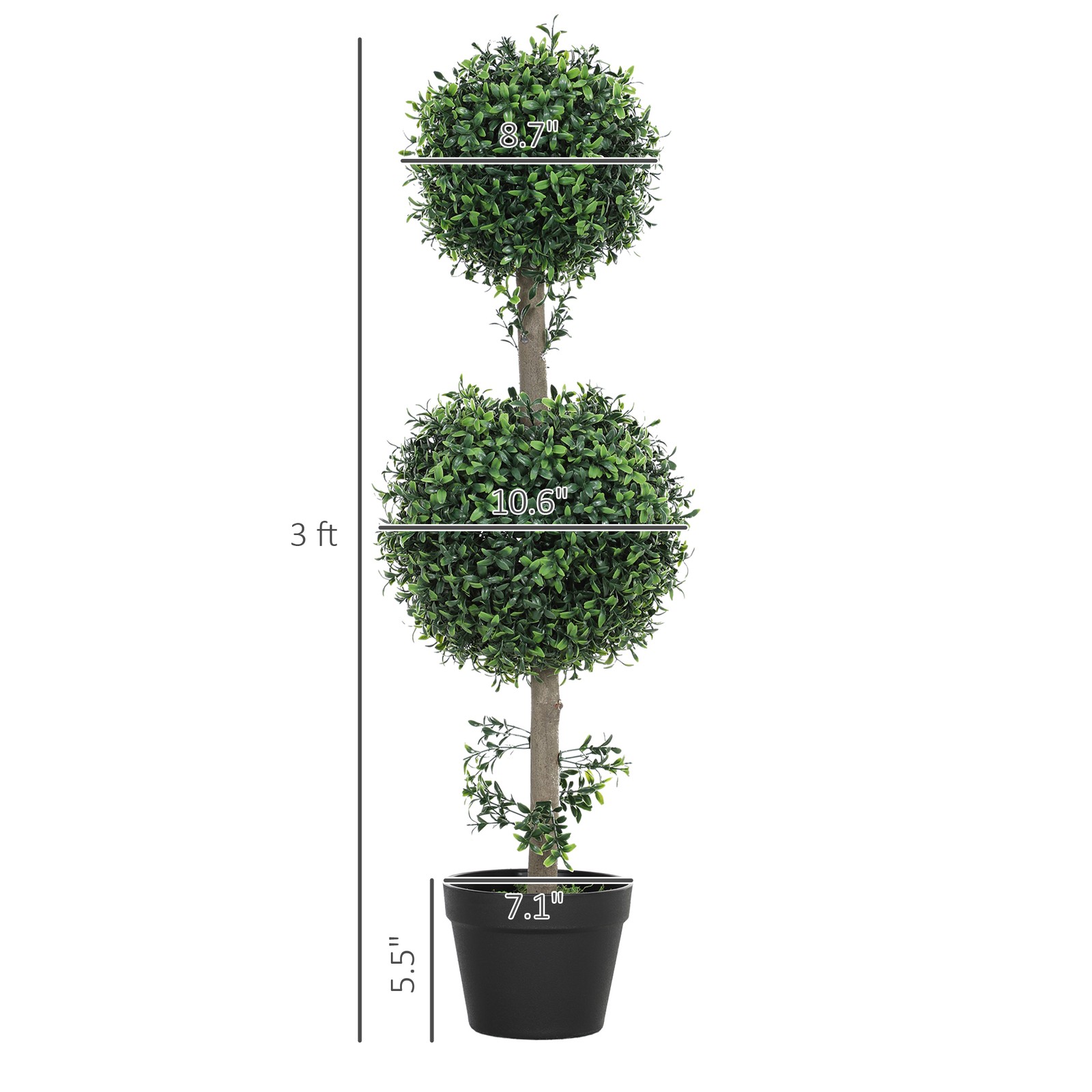 Set of 2 Decorative Artificial Plants Boxwood in Pot, 36 Inch