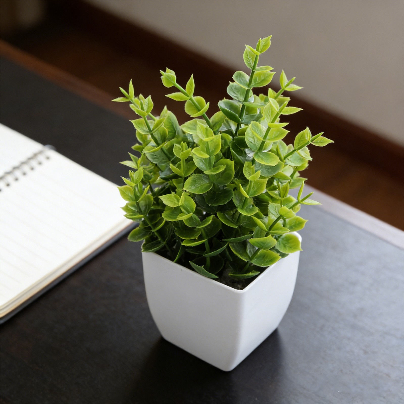 Compact Fake Lavender Eucalyptus Arrangement for Modern Home Office Desk Setup