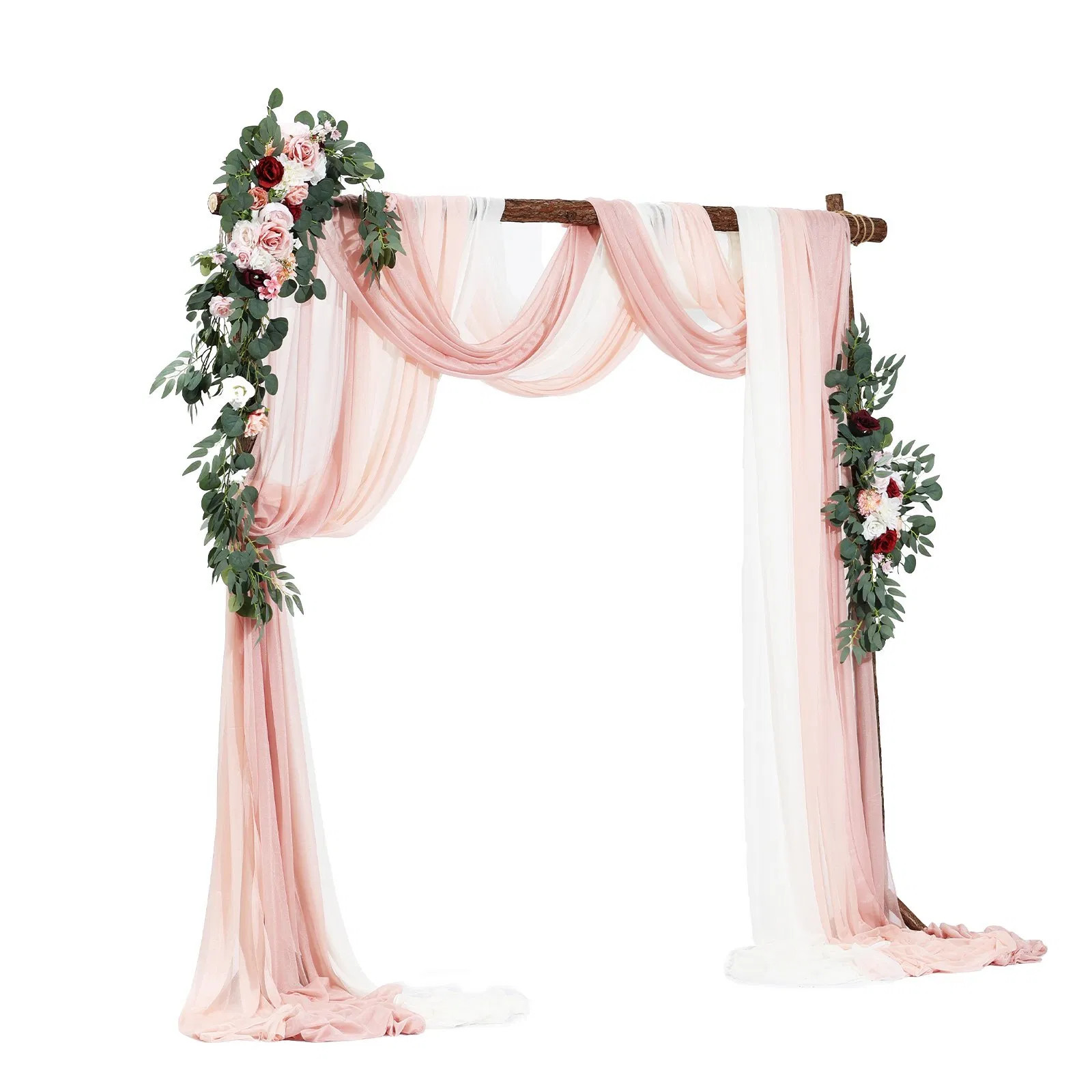 Artificial Wedding Arch Flowers Kit, Pink Wedding Arch Flowers with Drapes Kit (