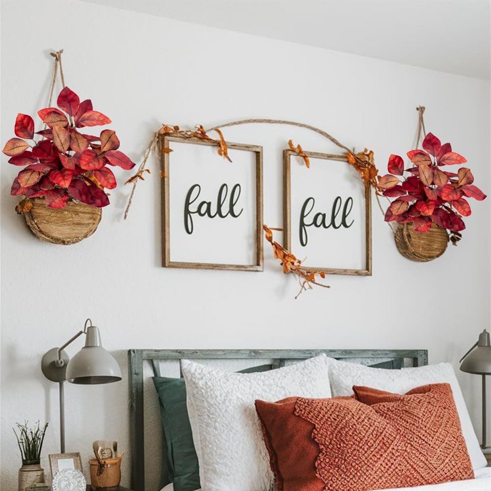 3 PCS Fall Leaves Artificial Magnolia Leaf Bush 15 Inch Autumn Fake Greenery