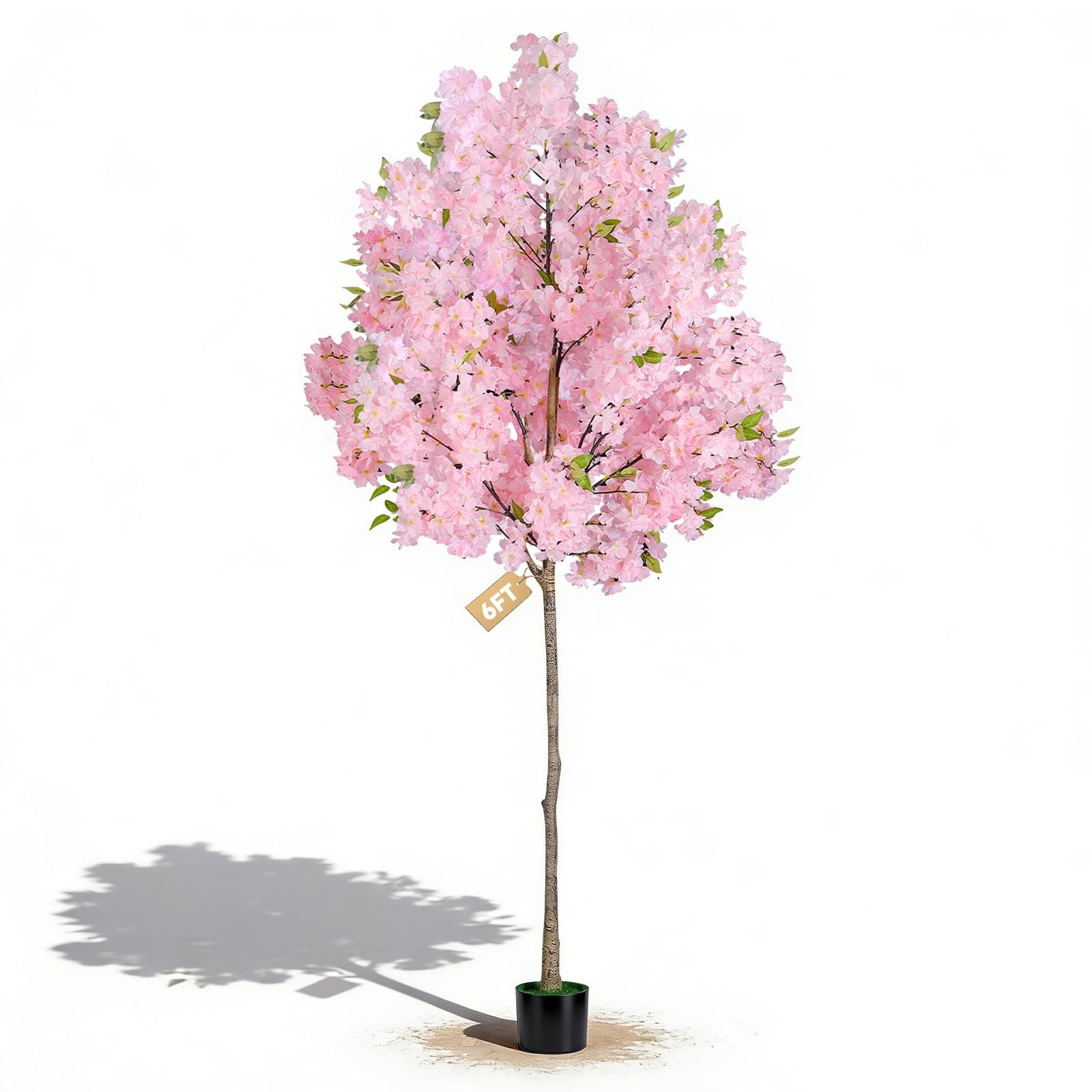 6FT Artificial Cherry Blossom Tree, Fake Pink Sakura Tree, Realistic Faux Blo…