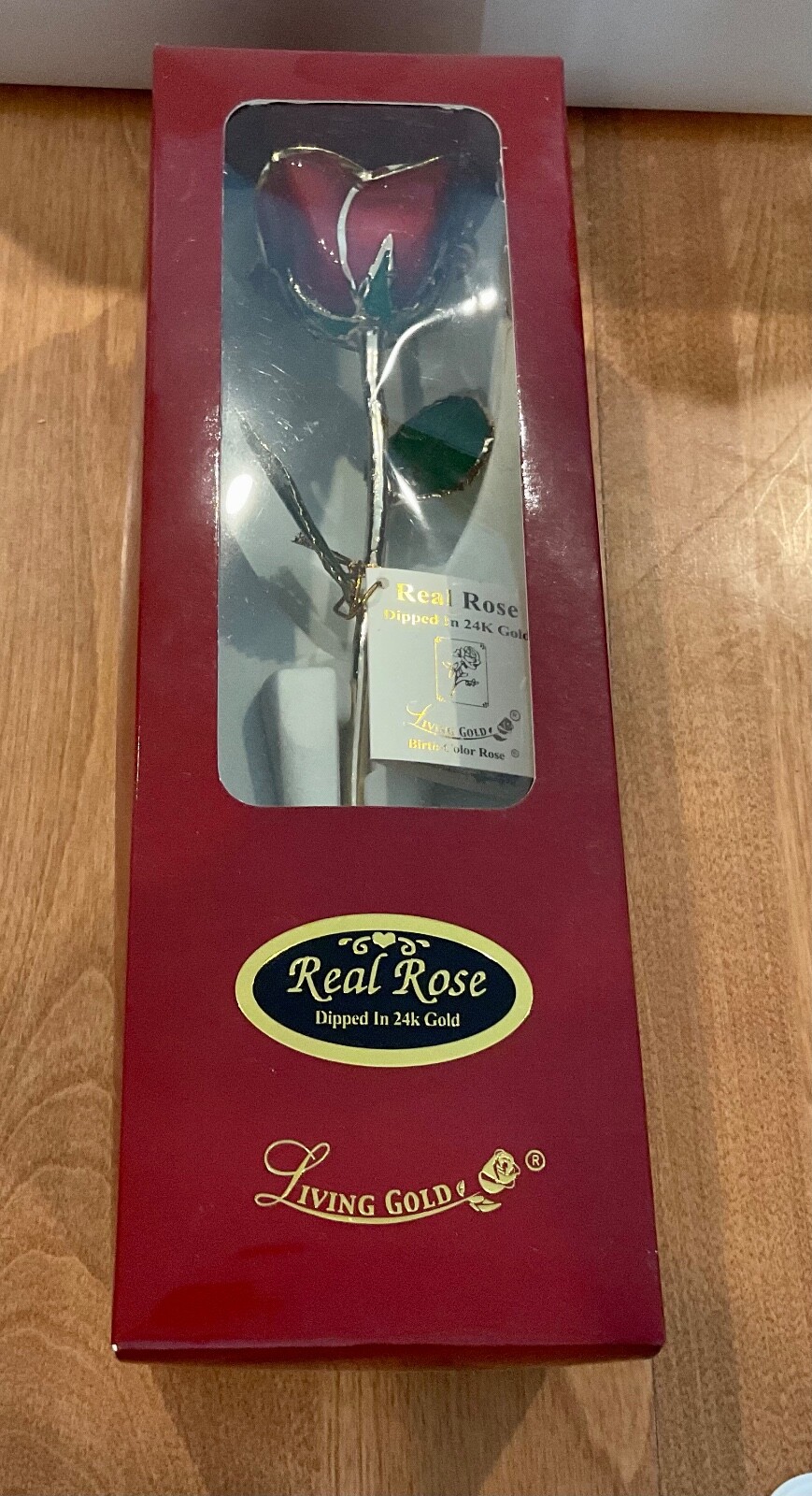 LIVING GOLD REAL ROSE DIPPED IN 24K YELLOW GOLD BOXED