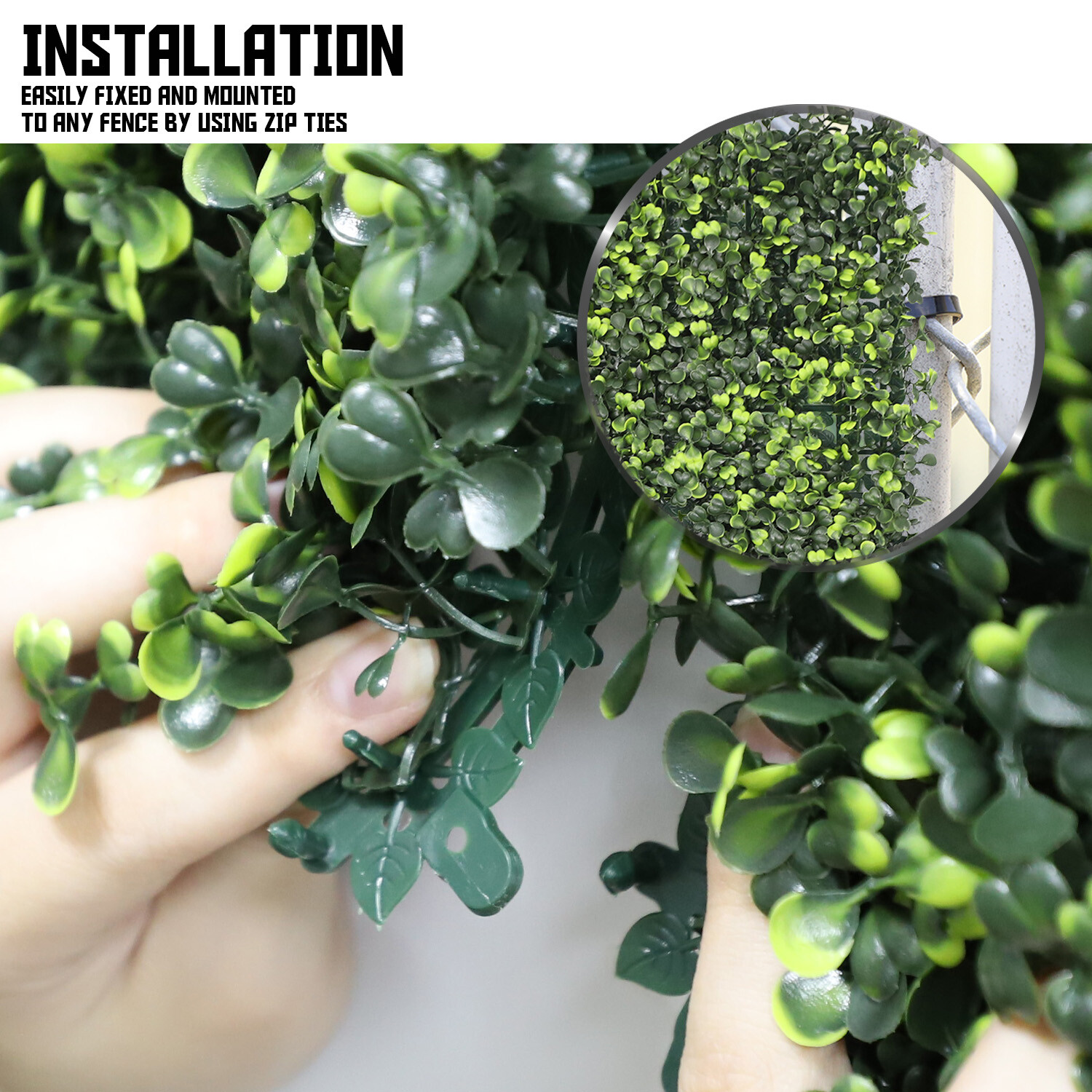 20×20″ Artificial Faux Leaf Boxwood Fence Screen Wall Decor Panel W/ Cover Back
