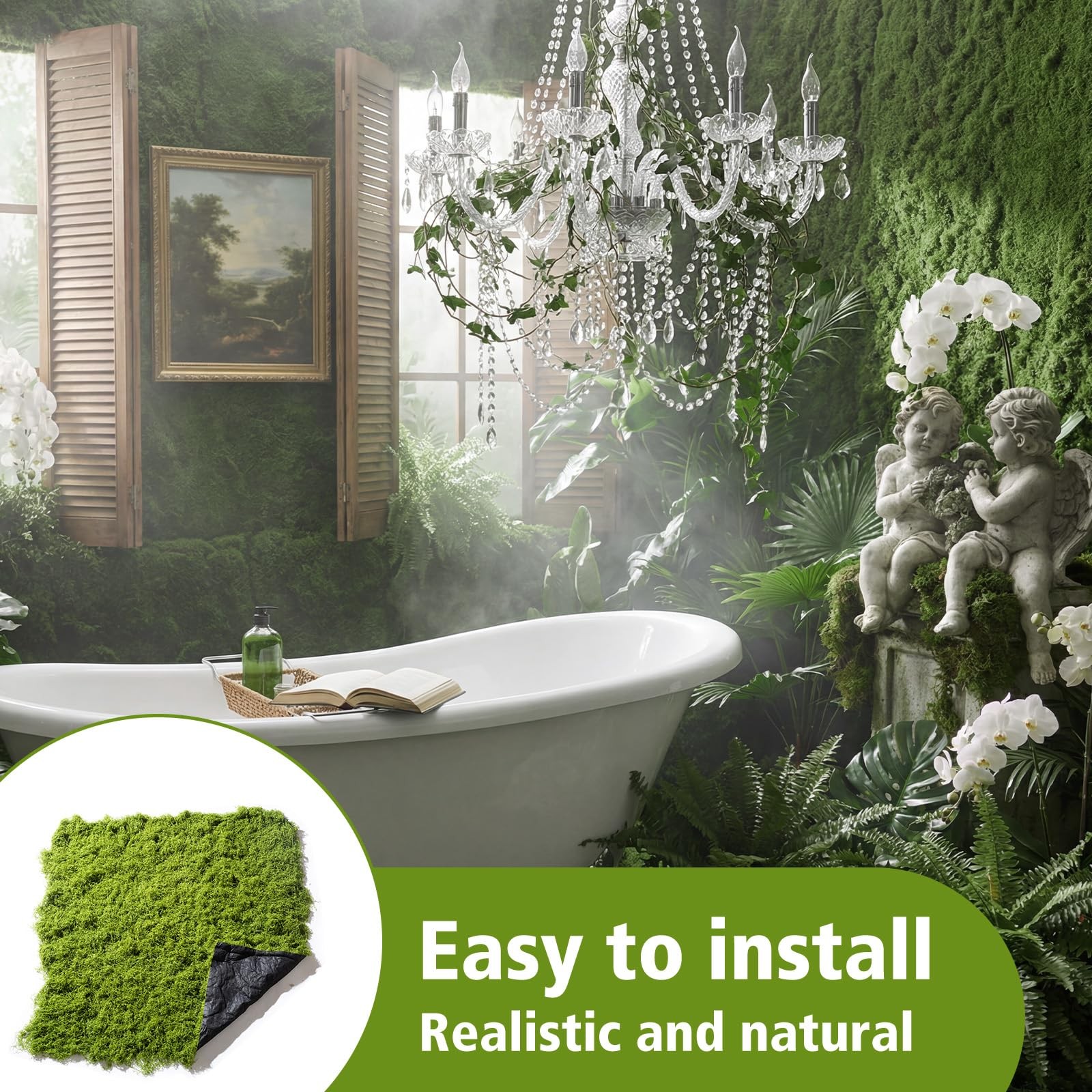 Huamanyuancraft Artificial Moss mat, Green, 39.37 x 39.37 inches (Dark Green)…