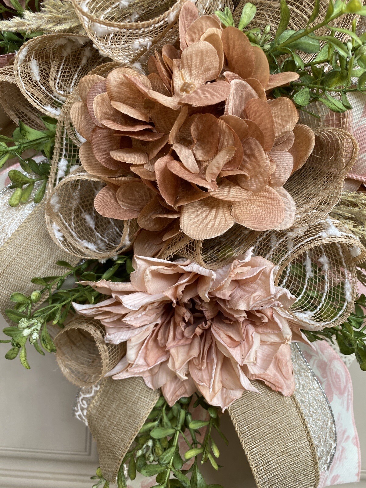 Boho Champaign Floral Wedding Flowers/ Rustic Farmhouse Swag Baby Shower Gift