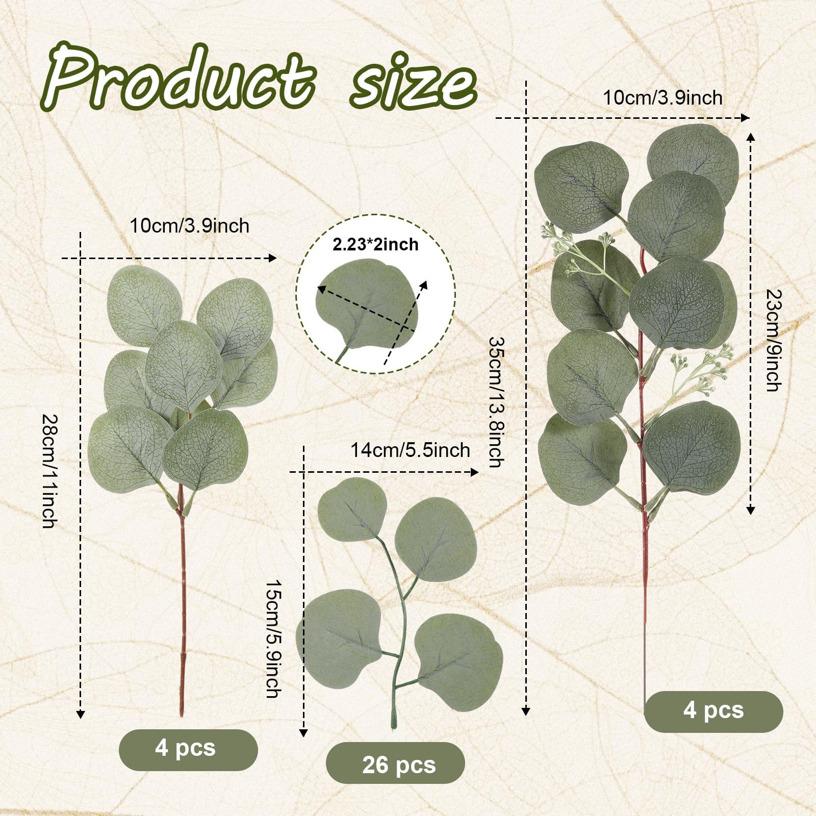 40 Pcs Giant Flowers and Artificial Eucalyptus Leaves, Large Flowers Wall Dec…