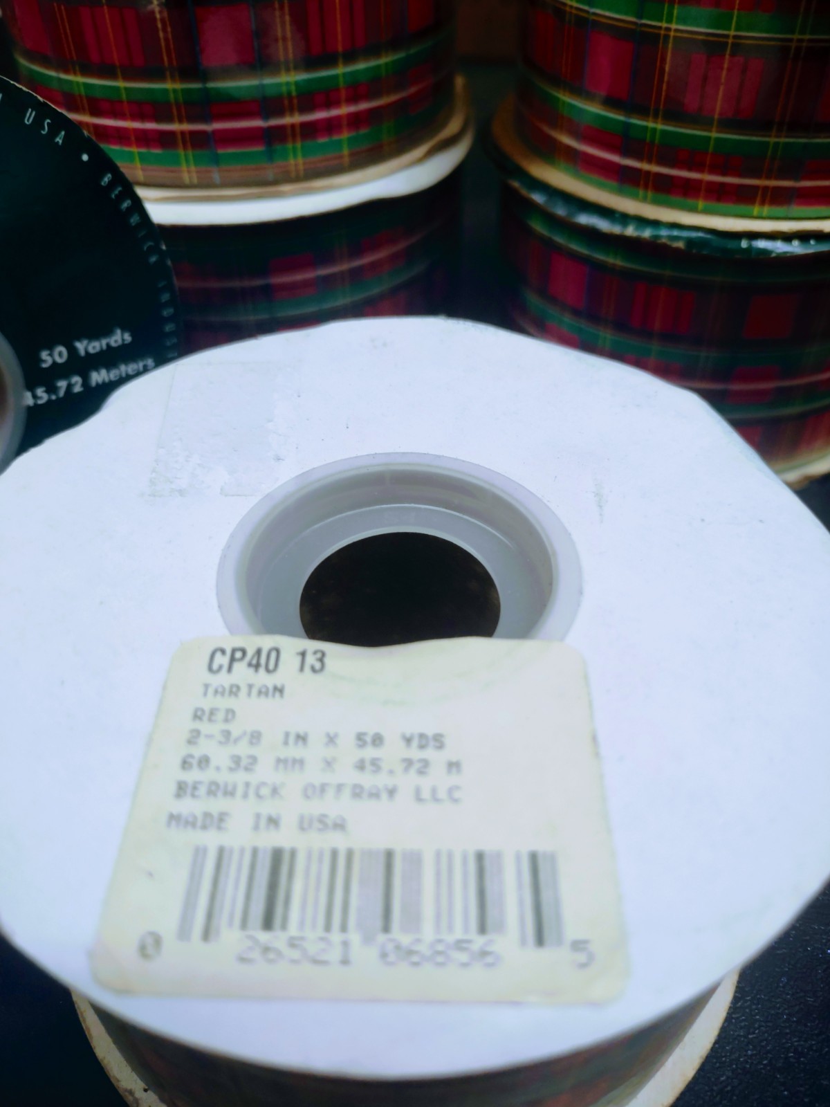 #40 Berwick Flora-Satin Waterproof Ribbon, 50 Yards Tartan Plaid Red, 2-3/8″