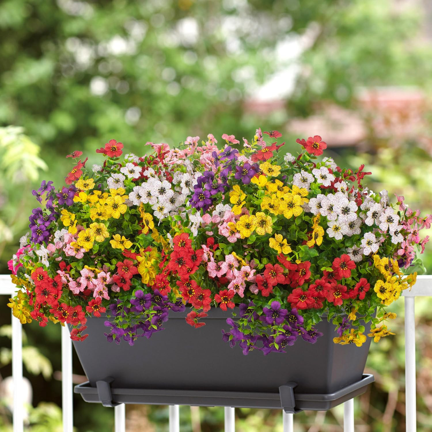 Grunyia 20 Bundles Artificial Flowers for Outdoors, UV Resistant Fake Plants Flo