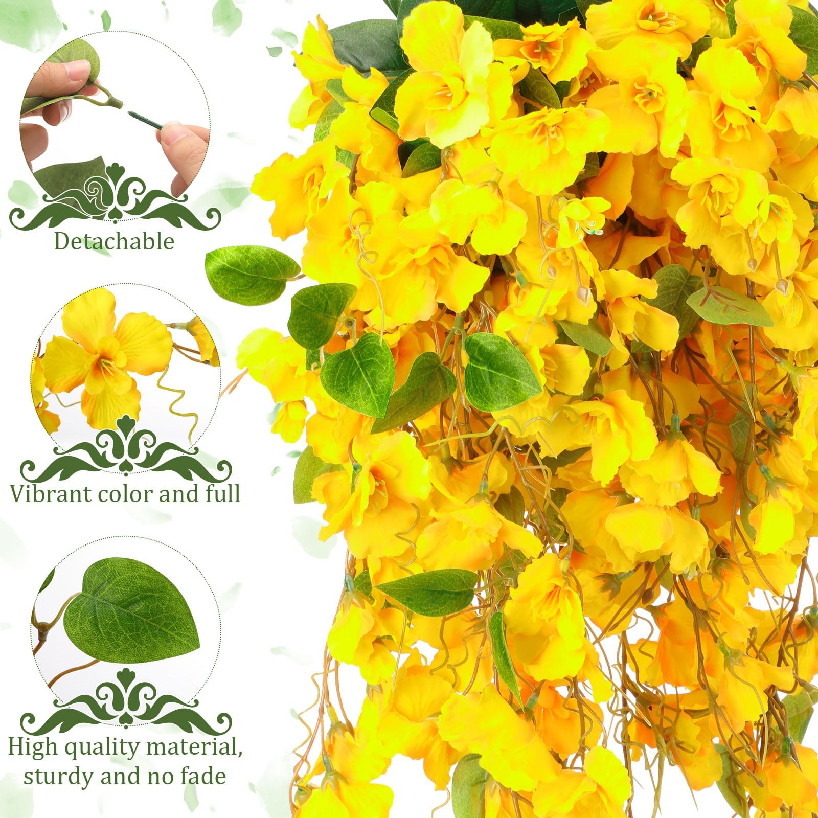 4 Pcs Artificial Hibiscus Flowers for Outdoors Spring Summer Decor Fake Hangi…