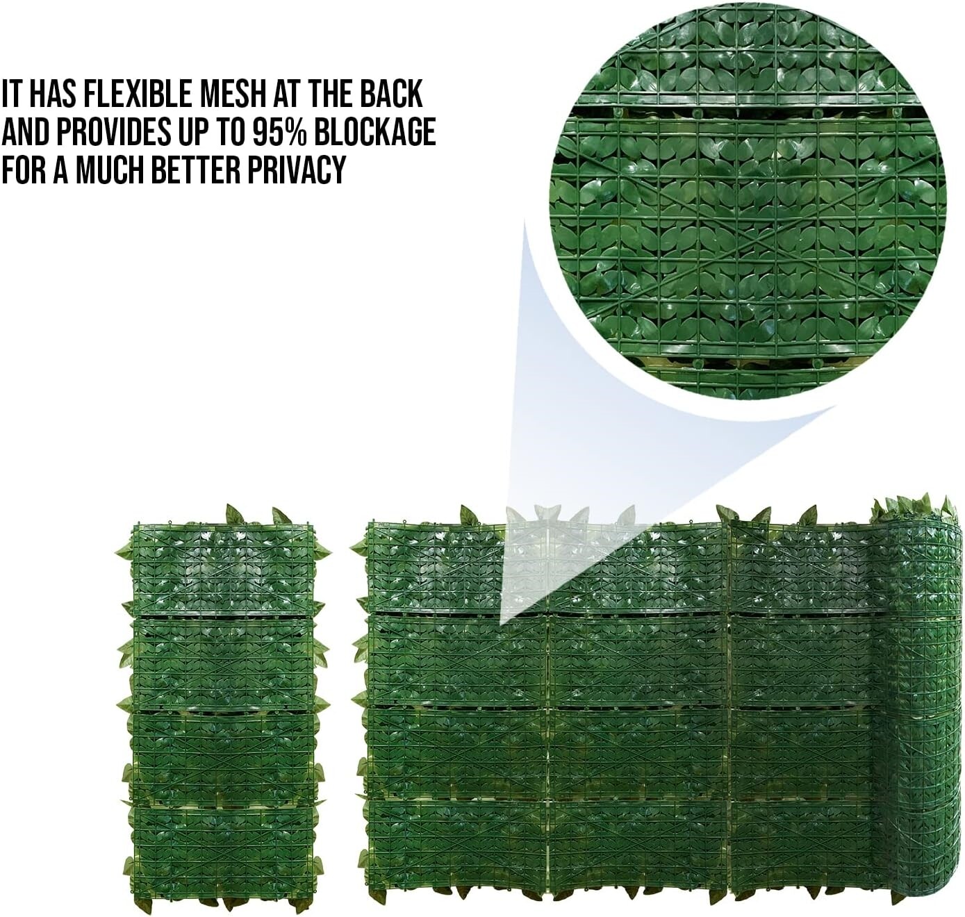 39″ 58″ Artificial Faux Ivy Laurel Leaf Fence Privacy Screen Wall Plant Decor