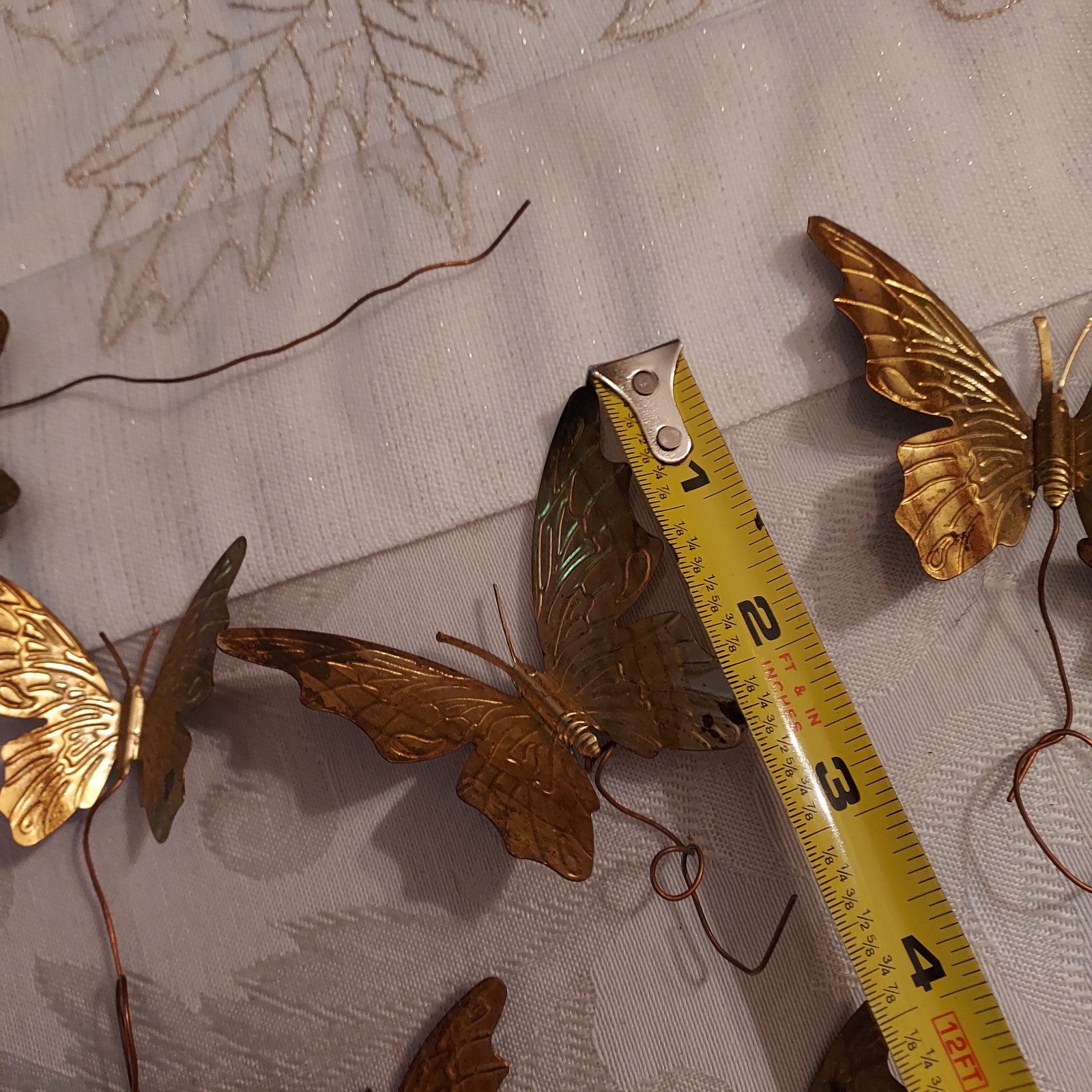 Vintage Gold Brass Color Metal Butterfly Wired Tie Ons Floral Decor Qty of 12