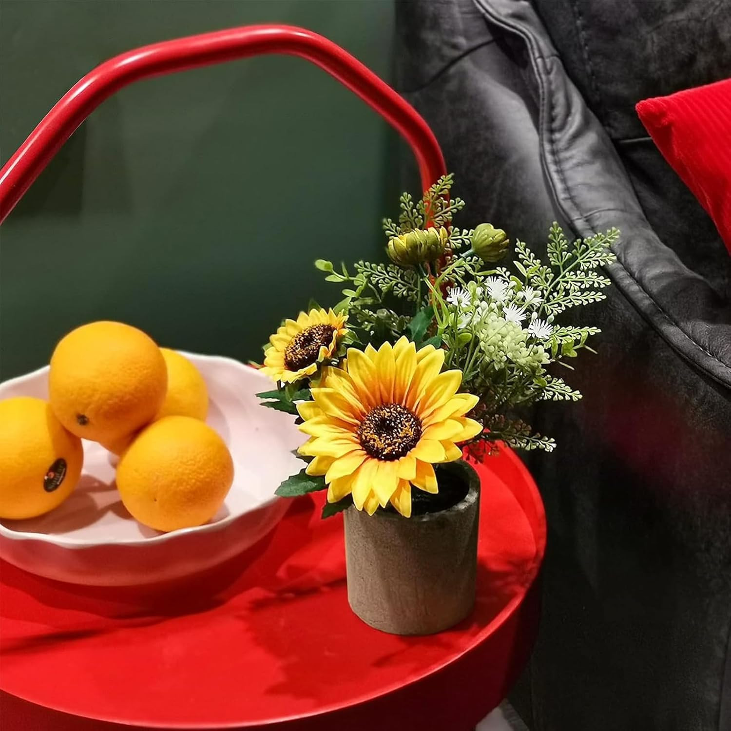Sunflower Artificial Flowers Pot, Sunflower Decor, Yellow Fake Flower in Pots, f